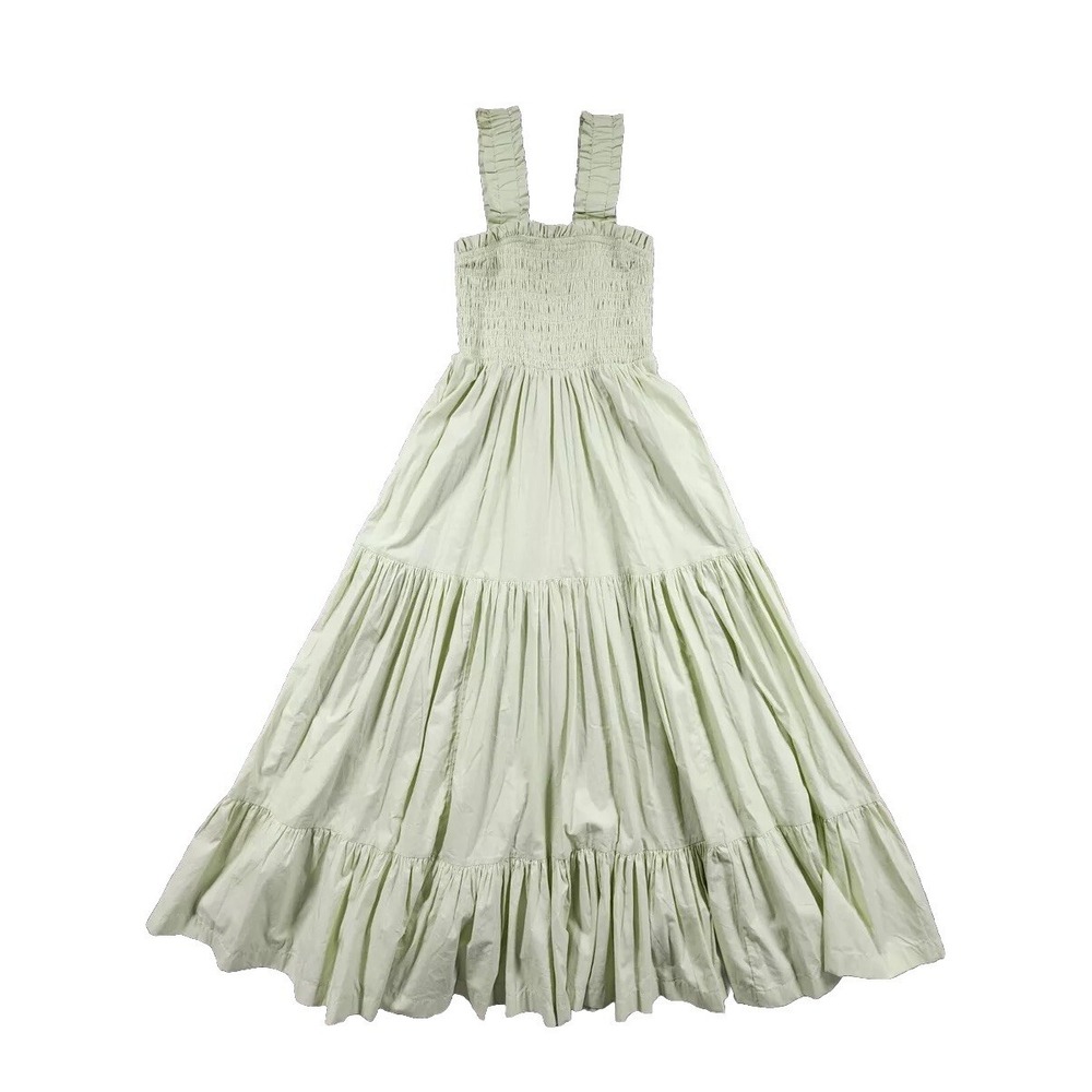 Abercrombie & Fitch Maxi Dress Womens XSP Sage Green Tiered Smocked Ruffle